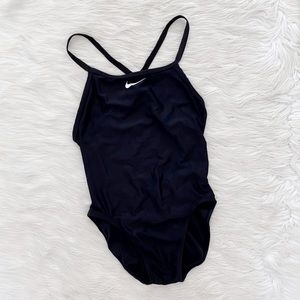 Nike Black One Piece Logo Sporty Swimsuit